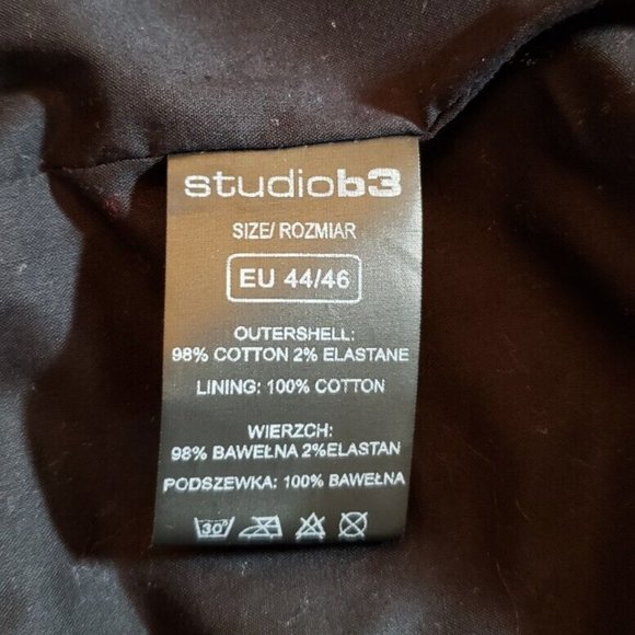 STUDIO B3 BLACK ASSYMETRIC COTTON COATED JACKET, SIZE 44/46 - Picture 8 of 13